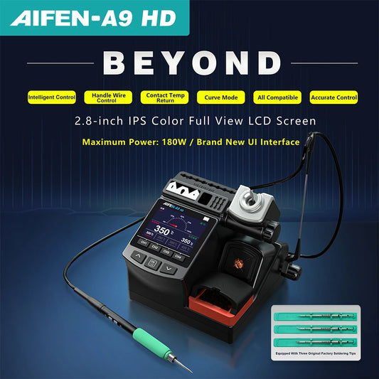 Estación de soldadura AIFEN A9HD de 180W, ideal para soldadura electrónica, con mango para cautín C210 C245
