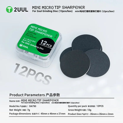 2UUL DA790 Mini Micro Tip Sharpener 12pcs/box Grinding Disc Replacement For Mini Electric Grinder Phone Repair Polishing Tool