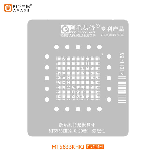 Amaoe MT5833KHIQ Plantilla de reballing BGA y plataforma magnética para reparación de chips LCD