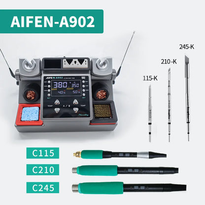 AIFEN A902 Soldering Station  C115 C210 C245 Double Station Welding Rework Station For Cell-Phone PCB  IC Repair Solder Tools