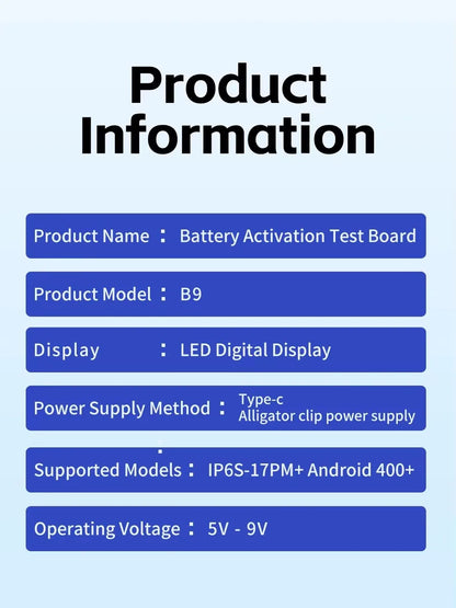 JTX B9 Placa de activación de batería de 5V-9V para modelos Ip 6s-17PM Android 400 para herramientas de reparación de teléfonos móviles