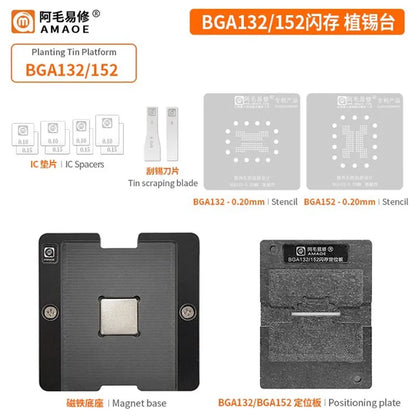 Juego de plantillas Amaoe para reballing de SSD y unidades flash USB (BGA132, BGA152, SSD1)