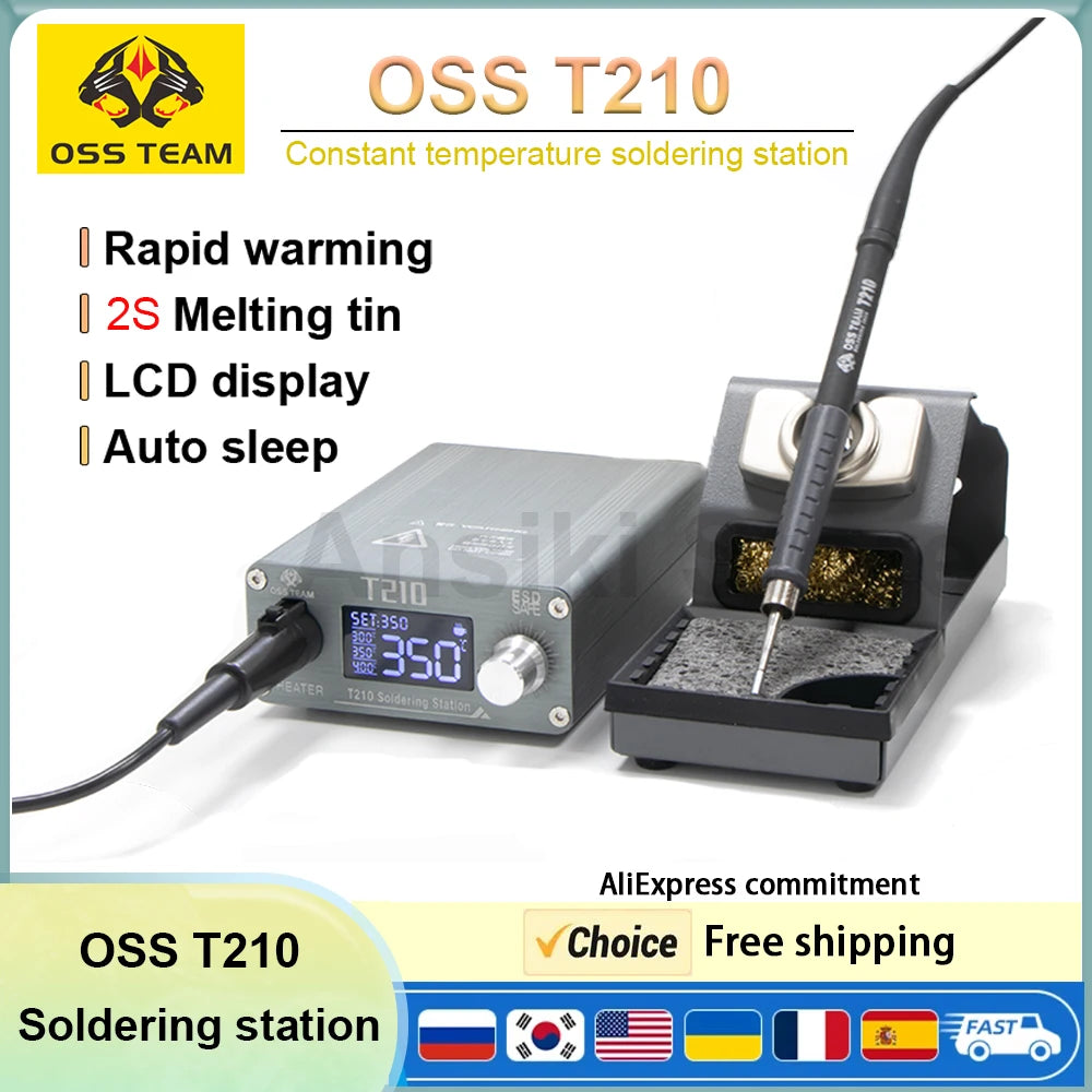 Estación de soldadura OSS T210 de 75 W con pantalla digital, temperatura constante y estaño fundido 2S para herramientas de precisión de soldadura y reparación