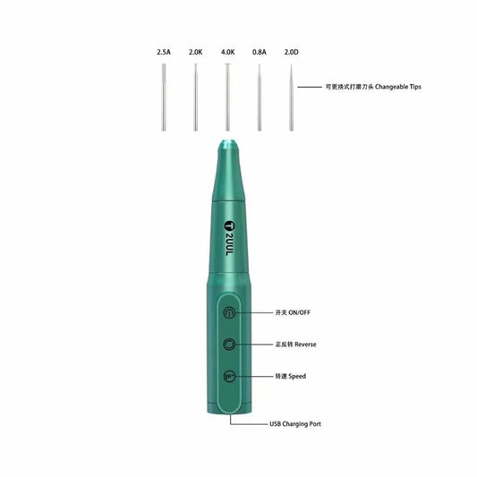 2UUL DA81: lápiz eléctrico recargable de pulido para reparar pantallas y CPU de placas base de teléfonos, herramienta profesional de taladrado, lijado y desmontaje