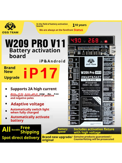 OSS W209 PRO V11 Battery Activator Panel Fast Charge Detection Board For iPhone 6-17 Pro Max Samsung Android Phones Activation