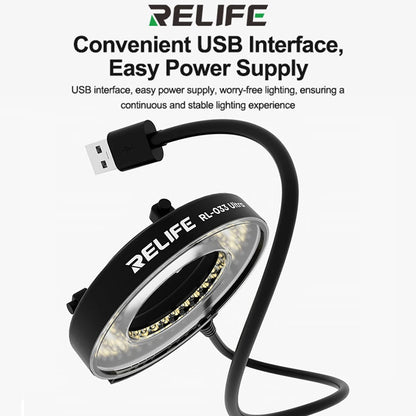 RELIFE RL-033 Ultra Microscope LED Ring Light 105 LEDs USB Powered Adjustable Brightness Partition Control Light Source Tools
