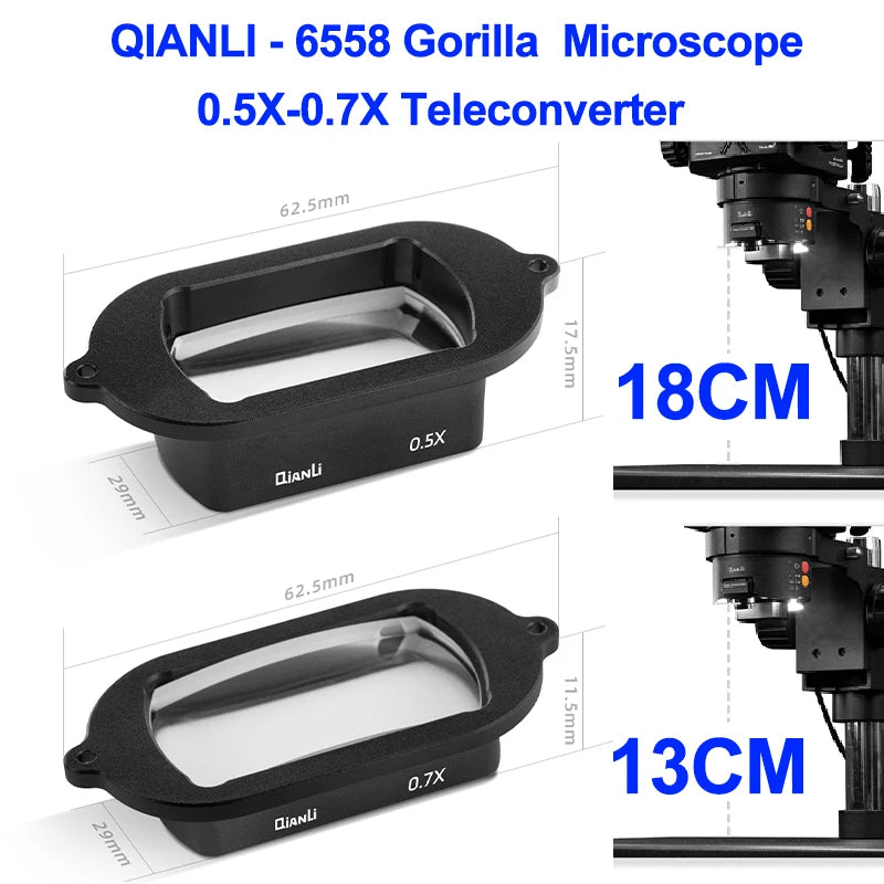 QIANLI Gorilla Microscope 0.5x 0.7x Teleconverter, using YCS integrated light 0.5x 0.7x extension Increase working distance