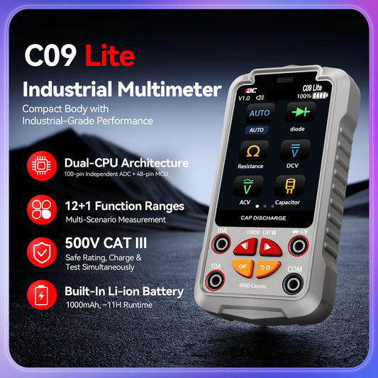 I2C C09 Lite Auto-Range Digital Multimeter with NCV, CAT III 500V