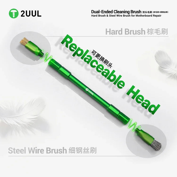 2UUL CL15 Dual Ended Cleaning Brush Hard Brush Steel Wire Brush for Motherboard Repair Phone PCB Maintenance Tools