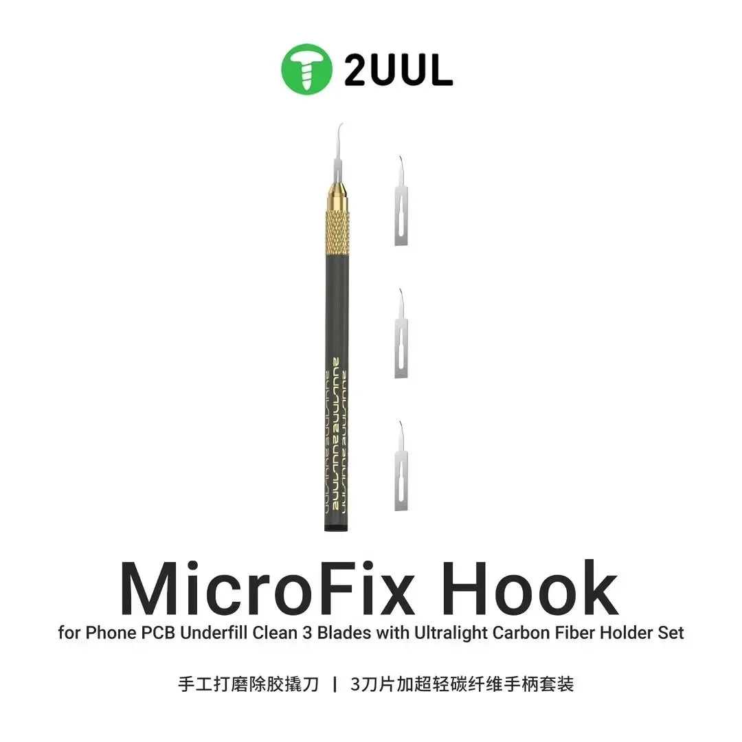 2UUL DA12 MicroFix Hook Blade Set for Mobile Phone Maintenance Motherboard PCB Degumming Chip Small Parts Disassembly Tool