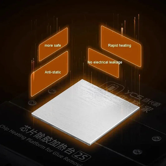 Plataforma térmica YCS 2S para chips, placa de soldadura de IC de teléfonos para eliminación de pegamento, mesa térmica para despegado y desengomado