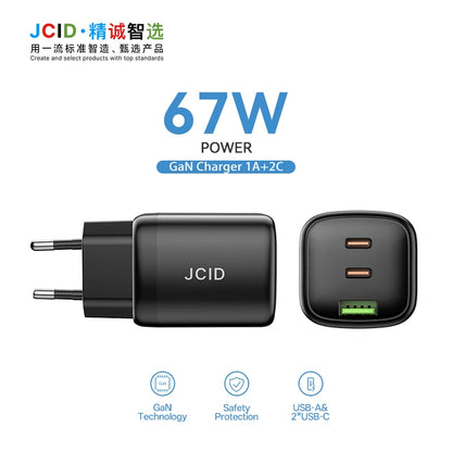 JCID GaN Charger Multi-Power 30/45/67W PD Adapter with Data Cable for Smartphone Tablet Home And Repair Shop Use