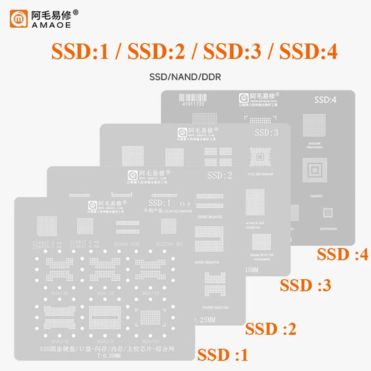 Plantilla de reballing BGA NAND/DDR AMAOE SSD1-SSD4
