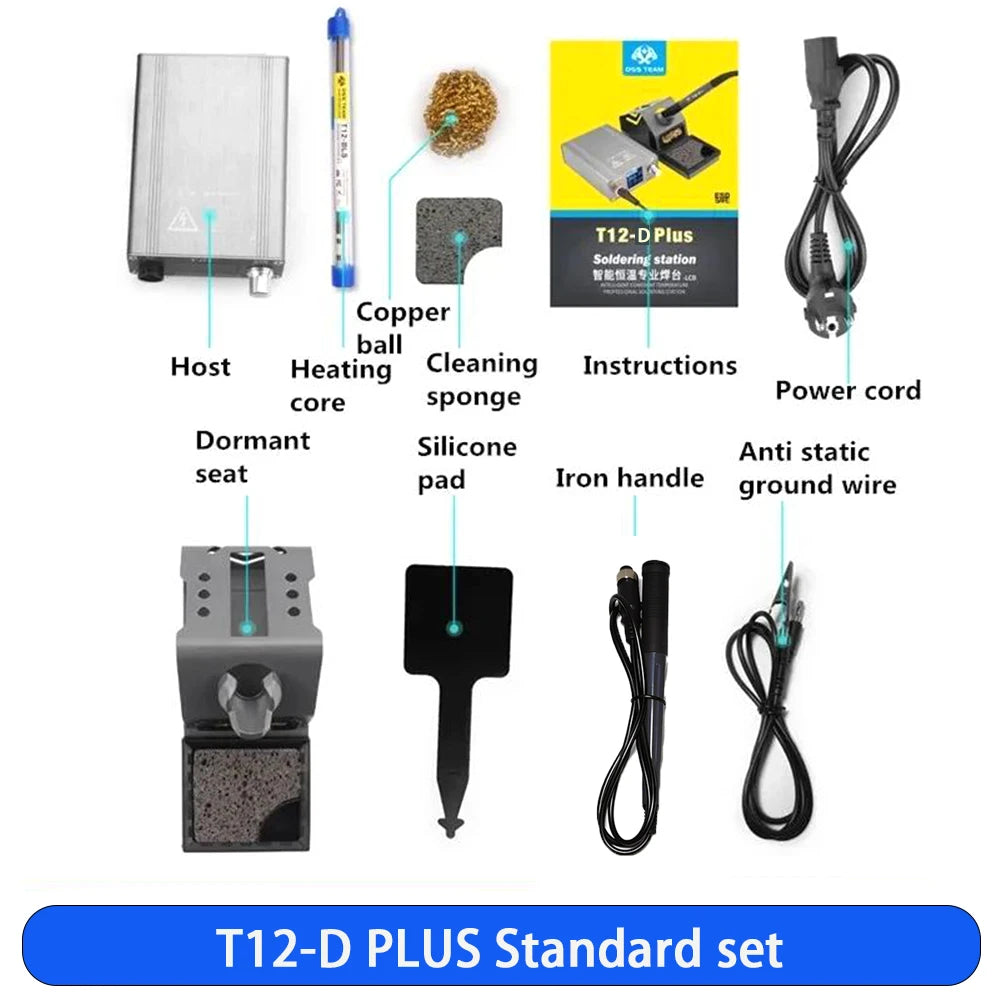Estación de soldadura OSS T12 de 75 W con pantalla digital LED inteligente, protección antiestática y termostato para reparación y soldadura