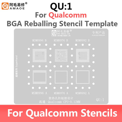 Amaoe QU1-QU8 Qualcomm Snapdragon CPU BGA Reballing Stencil Set