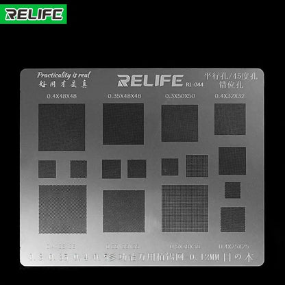RELIFE  Universal 0.3/0.35/0.4/0.5  Parallel/45 Degree Hole BGA Stencil Multi-Purpose Solder Planting Steel Mesh Template