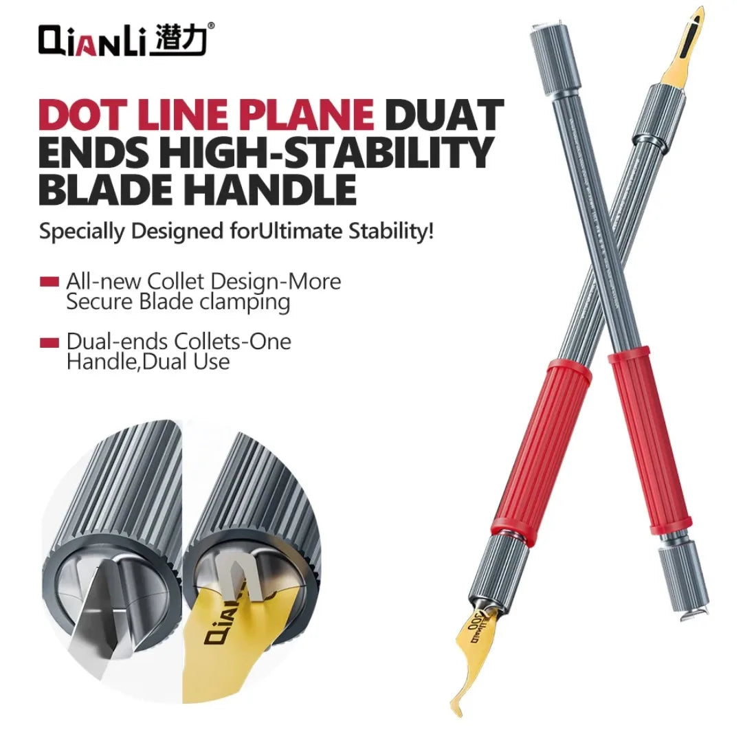 Qianli Dot-Line-Plane Dual-ends Handle for Mobile Phone Mainboard PCB Repair Solder Removal Adhesive Removal Blade Handle Tool