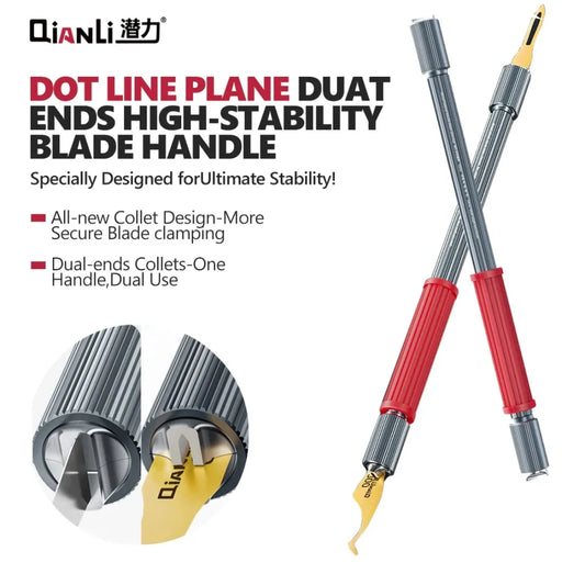 Qianli Dot-Line-Plane Dual-ends Handle for Mobile Phone Mainboard PCB Repair Solder Removal Adhesive Removal Blade Handle Tool