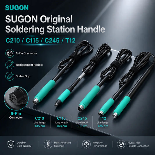 Mango de soldador SUGON para puntas T12 T15 T210 T245 C115 C210 C245, herramienta de repuesto para estación de soldar