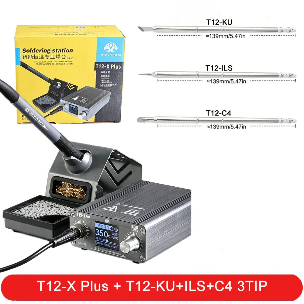 OSS T12-X PLUS Soldering Station Electronic Soldering Iron With T12 Tips For PCB Repair Phone Board Welding Repair Tools
