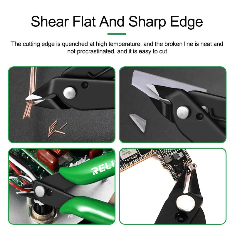 RELIFE RL-113 Precision Diagonal Side Cutting Pliers Cable Wire Cutter Electronic Repair Hand Tools