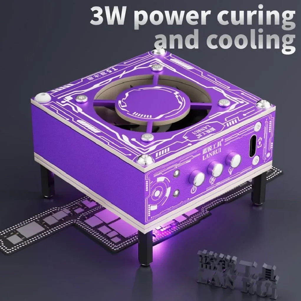 Lanrui T5 UV Lamp Cooling Fan for Mobile Phones Repair 3W Curing & Heat Dissipation 3-Speed Adjustable with PD Fast Charge Tools