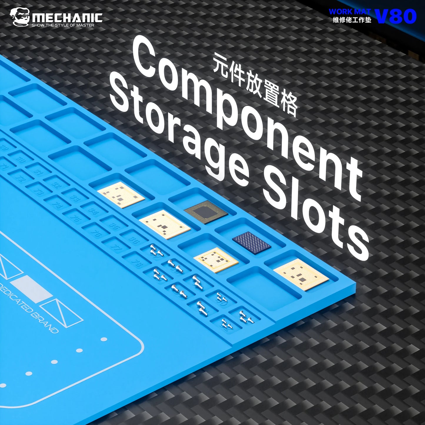 MECHANIC V80 Large Silicone Work Mat Waterproof Heat Insulation Storage Groove Design for Phone Circuit Board Repair Tools
