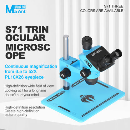 MAANT S71 6.5-52X Trinocular Stereo Microscope