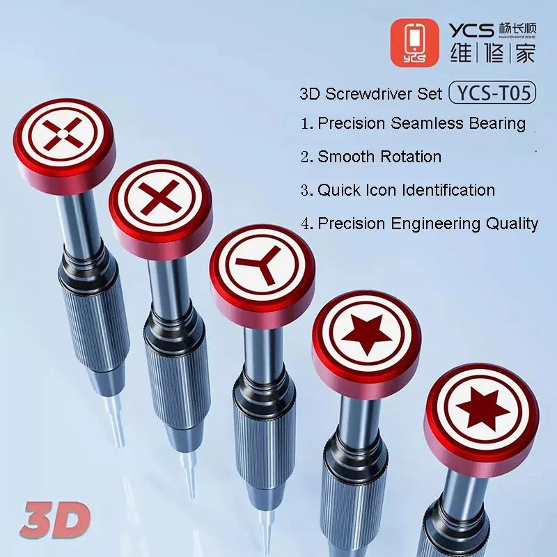 YCS YCS-T05 3D High Precision Screwdriver Set for Mobile Phone Maintenance Electronic Disassembly Repair Bolt Driver Kit