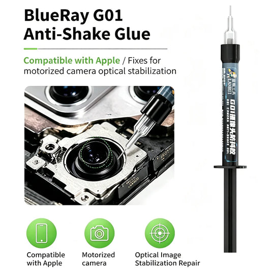 Pegamento antivibración para cámara LANRUI G01 para iPhone, reparación de estabilización óptica de imagen de cámara motorizada, aguja fina de 0,25 mm