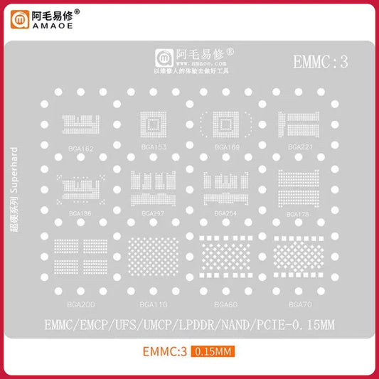 Plantilla de reballing BGA AMAOE EMMC3 eMCP