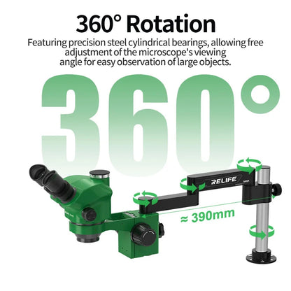 Soporte giratorio de 360° para microscopio RELIFE MS1 | Soporte de pared plegable con brazo oscilante para microscopios y herramientas de laboratorio