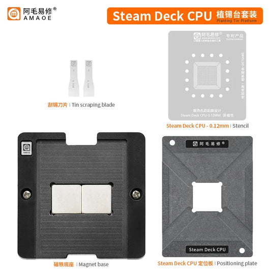 Plataforma de reballing y kit de plantillas BGA para Steam Deck de AMAOE