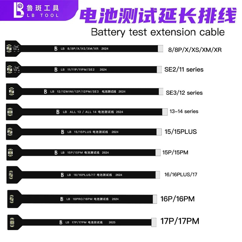 LUBAN Battery Extension Tester Flex Cable for IPhone 8 8P X XS XSM 11 12 13 14 15 16 17PRO MAX Mobile Phone Repair Tool