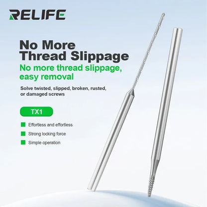 RELIFE TX1 Sliding Thread Screw Drill Bit Set for Phone Repair Extra-hard Alloy Material Quickly Remove The Slipped Screws