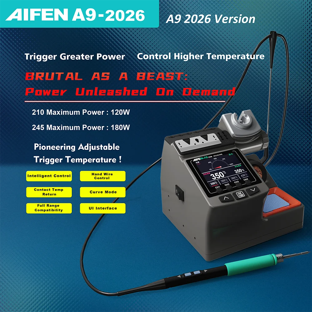 AIFEN A9-2026 Soldering Station 180W Power Compatible T210 T115 T245 Iron Handle for Phone Motherboard PCB Chip Welding Repair