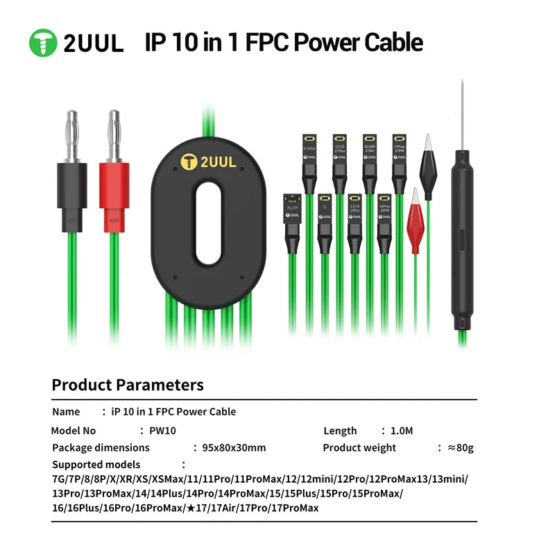 2UUL PW10 Data Startup Power Boot Cable for Mobile Phone IP 7-17ProMax Mobile Phone Repair Power Cable Repair Test Tools