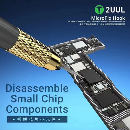 2UUL DA12 MicroFix Hook Blade Set for Mobile Phone Maintenance Motherboard PCB Degumming Chip Small Parts Disassembly Tool