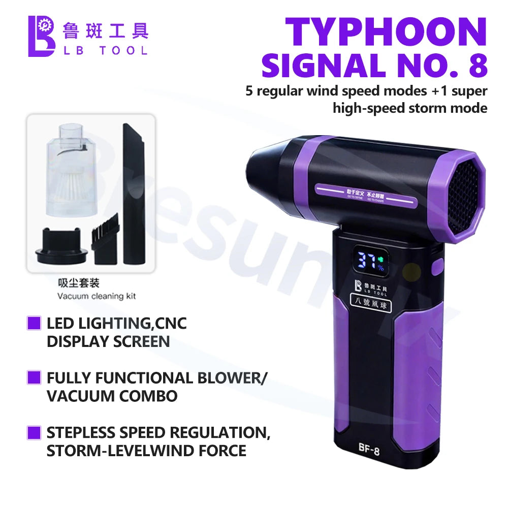 Ventilador de soplado/aspiración LUBAN BF-8 de 100 000 rpm/min para reparación de móviles, soldadura de placas base PCB, refrigeración, eliminación de polvo y aspiración.