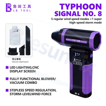 Ventilador de soplado/aspiración LUBAN BF-8 de 100 000 rpm/min para reparación de móviles, soldadura de placas base PCB, refrigeración, eliminación de polvo y aspiración.