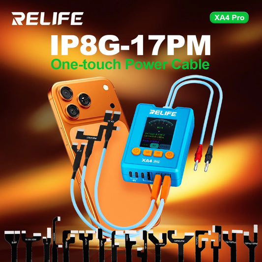 Cable de alimentación RELIFE XA4 Pro de un solo toque, USB Type-C, compatible con IP8G-17PM, herramienta de reparación con encendido de un solo clic y detección de voltaje, corriente y potencia