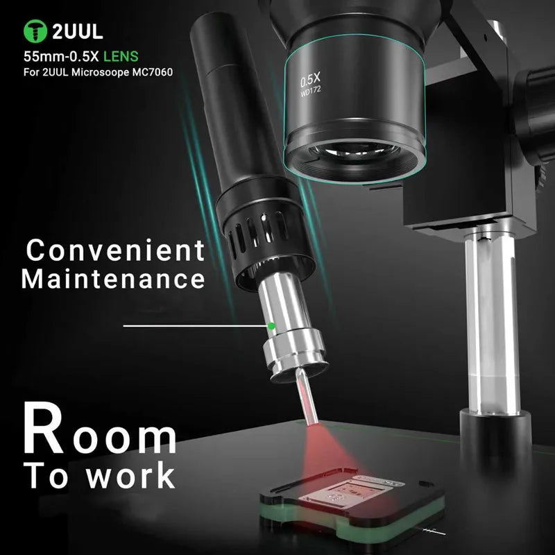 2UUL MS05 55mm-0.5X Lens for 2UUL Microscope MC7060 Auxiliary Objective Lens for Zoom Stereo Microscope