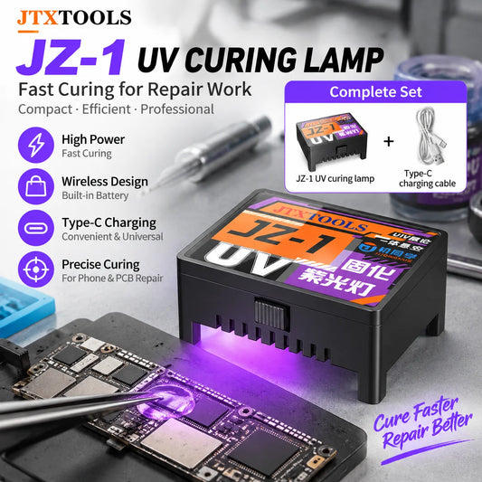 JTX JZ-1 Portable Wireless UV Curing Lamp Built-in Battery Fast Curing Light for Phone PCB OCA UV Glue Repair Tool
