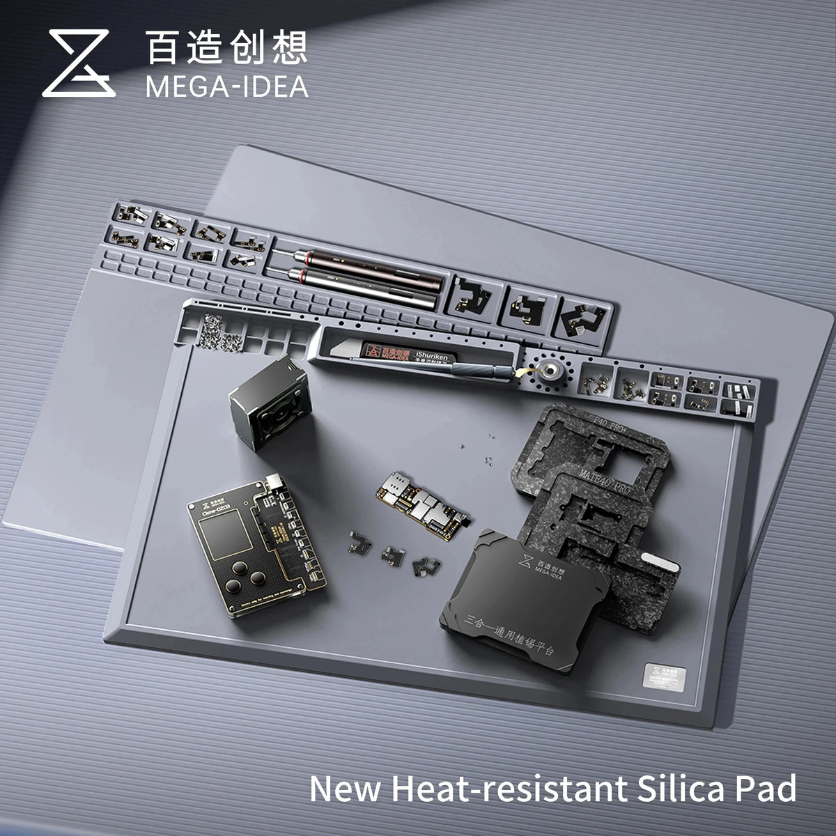QIANLI MEGA-IDEA High Temperature Resistance Silicone Insulation Pad Multifunctional for Phone BGA PCB Desktop Work Repair Mat