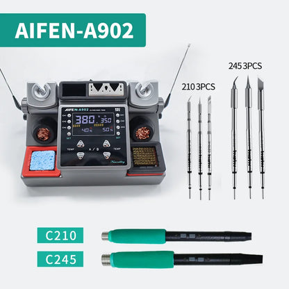 AIFEN A902 Soldering Station  C115 C210 C245 Double Station Welding Rework Station For Cell-Phone PCB  IC Repair Solder Tools