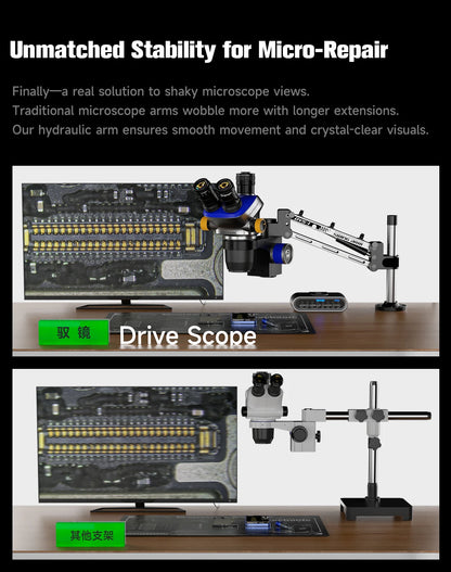 MECHANIC DVS-1 Microscope Hydraulic Shock-Absorbing Swing Arm Stand Compatible with Most Microscope Mainboard PCB Repair Tool