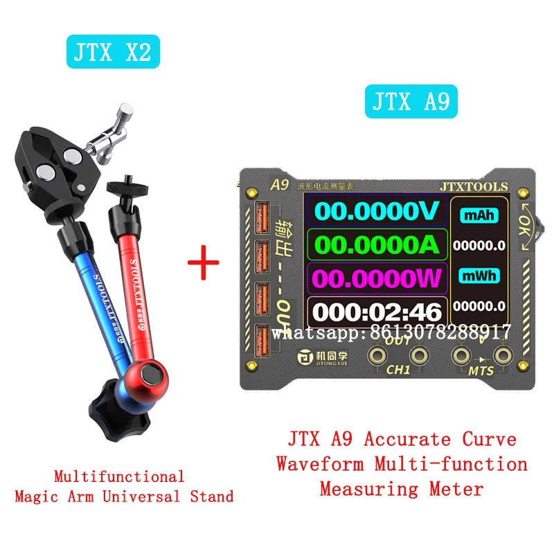 JTX X2 Brazo Mágico Multifuncional Set de Soporte Universal con Medidor Multifunción de Forma de Onda Curva Precisa A9