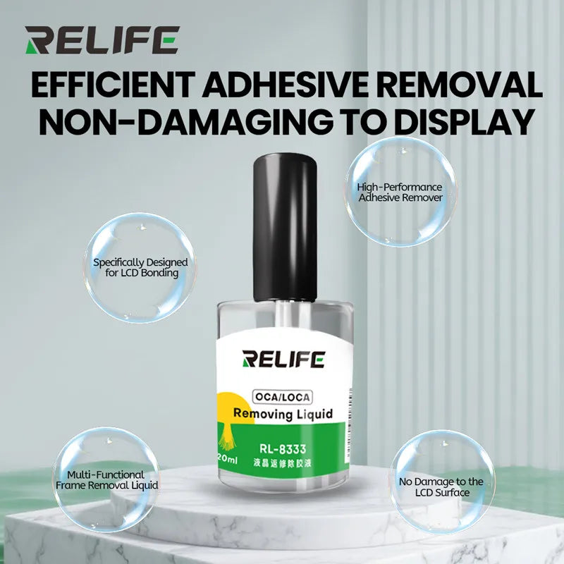 RELIFE RL-8333 20ml LCD Screen Repair Adhesive Remover Liquid for Phone Motherboard Repair Safe Non-Corrosive Glue Dissolver