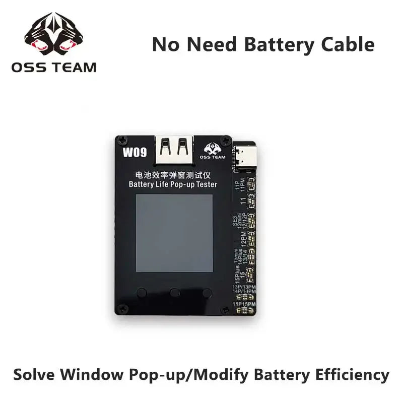 OSS W09 Pro V3 Battery Efficiency Pop up Tester Mobile Phone 11-15 PM No Need External Cable Battery Data Modify Tool