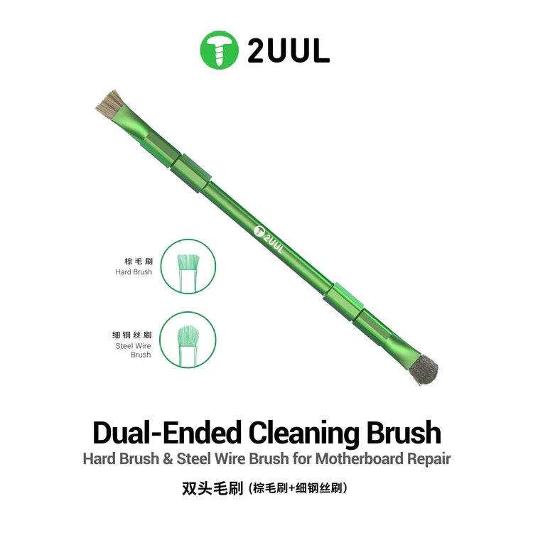2UUL CL15 Dual Ended Cleaning Brush Hard Brush Steel Wire Brush for Motherboard Repair Phone PCB Maintenance Tools